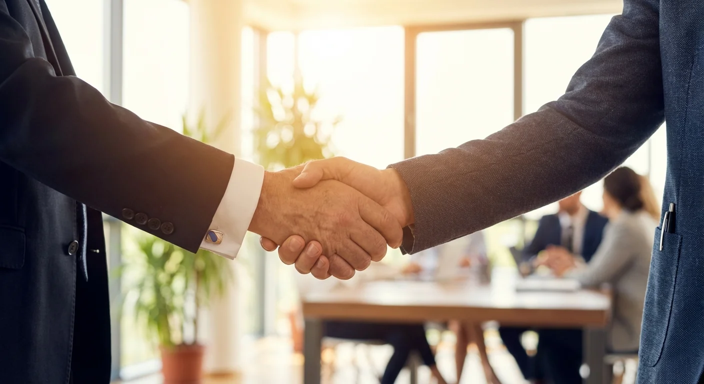 A close-up of a handshake between a client and a professional advisor.