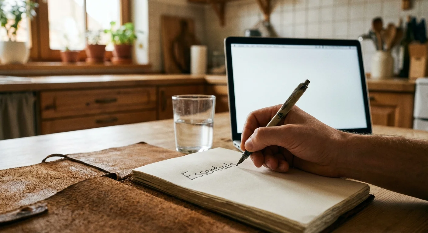 A family entering their new home with a moving box, smiling.