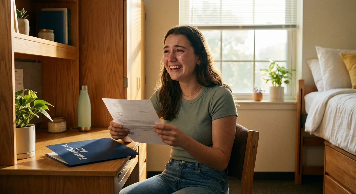A father and his teenage daughter walking and talking in a park with autumn leaves.