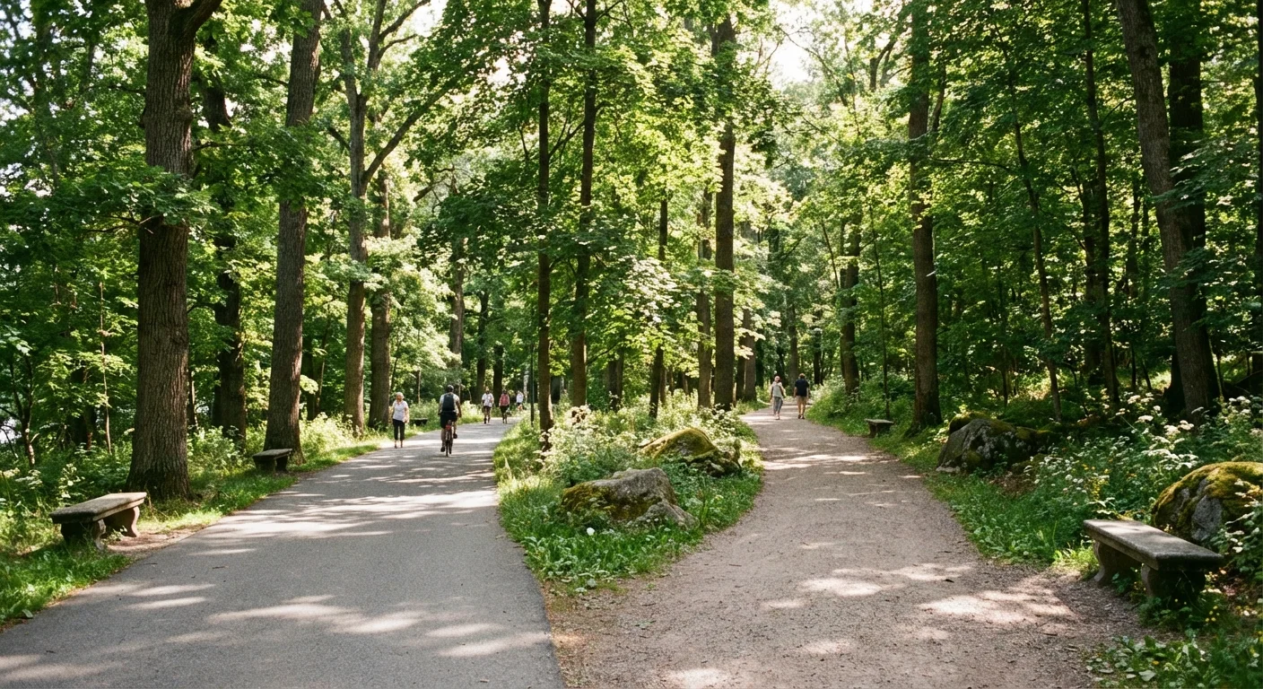 A graduate looking out a window at a city skyline during golden hour.