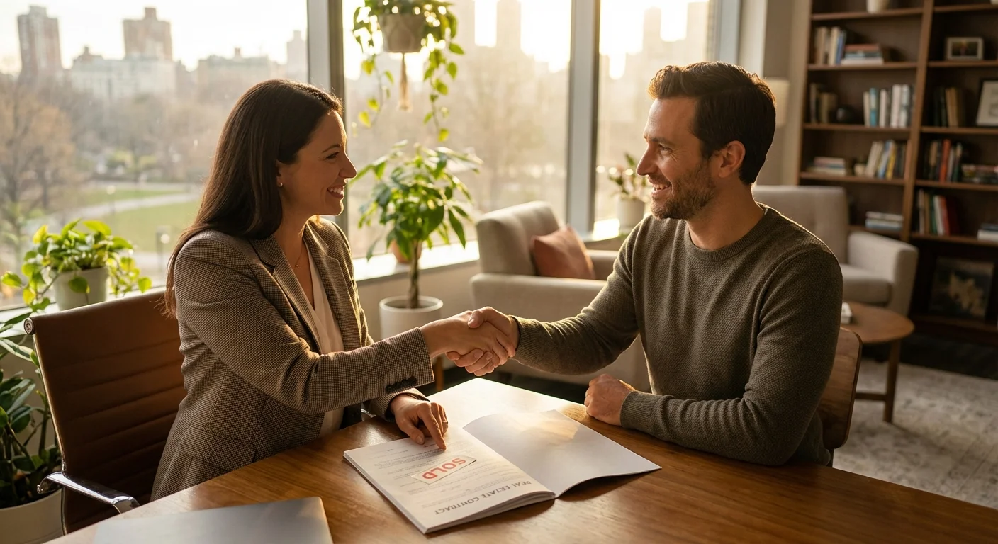 A meeting between a financial professional and a client, discussing home buying strategies.