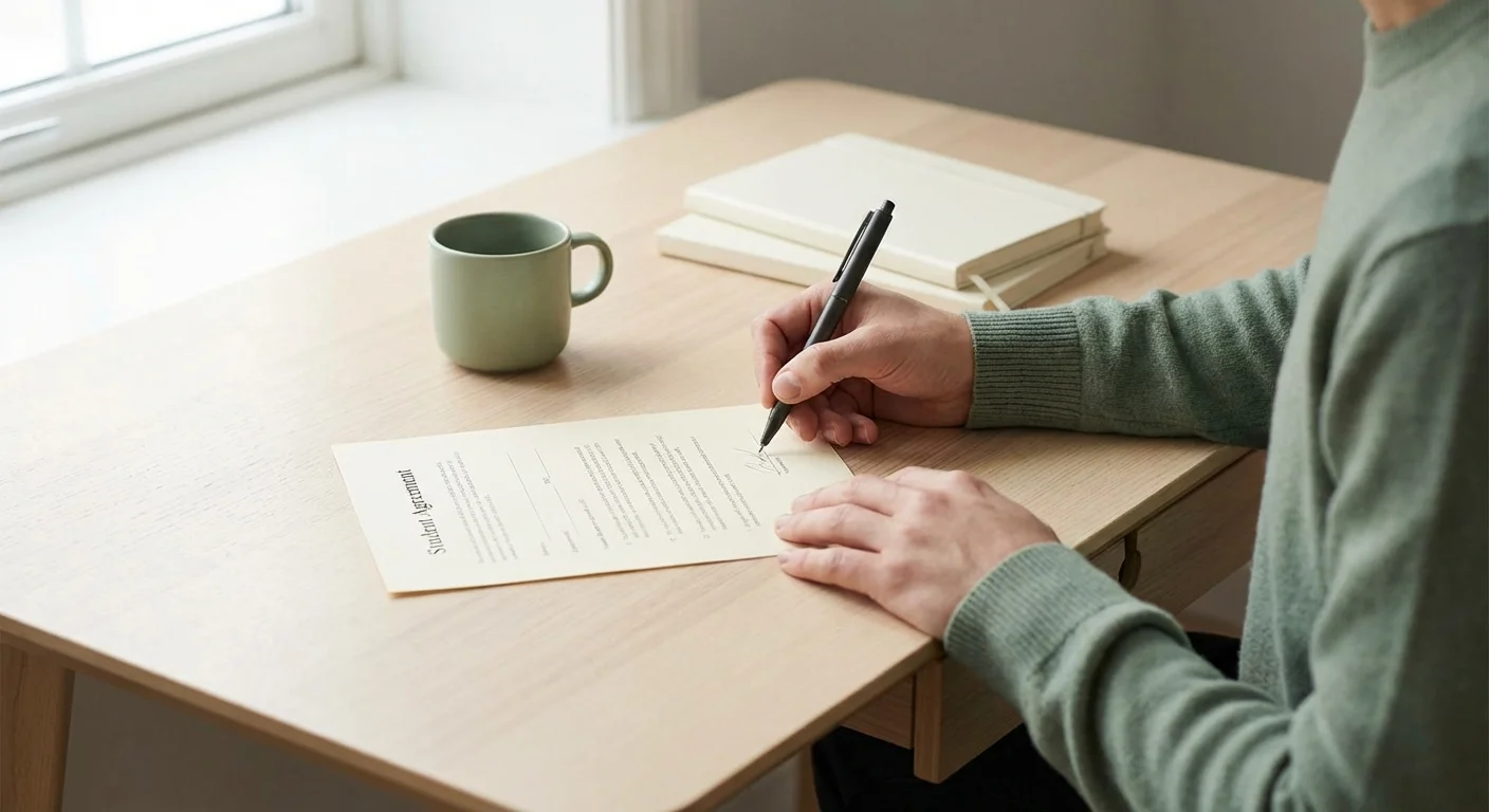 A mother looking thoughtfully out a window with her child playing in the background.