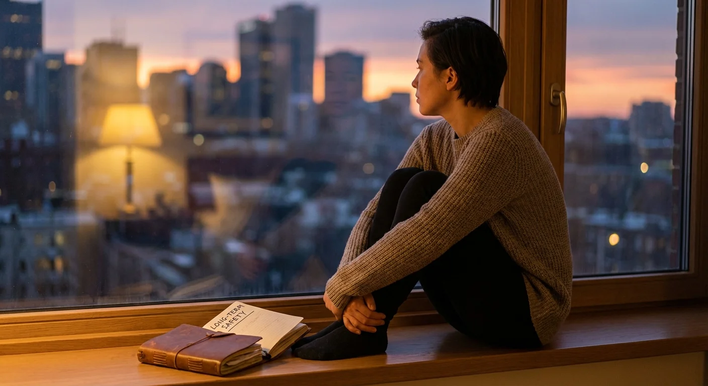 A mother marking her son's height on a wall-mounted growth chart.