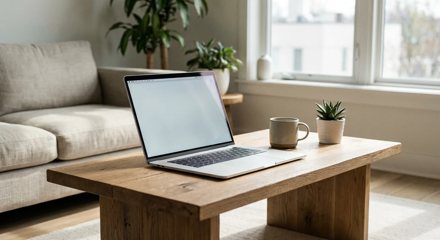 A person comparing product labels carefully in a bright kitchen.