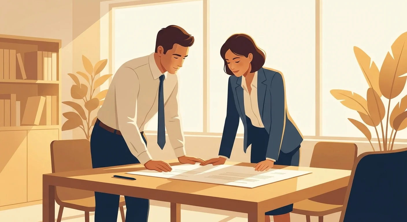 A person consulting with a professional advisor at a modern office table.