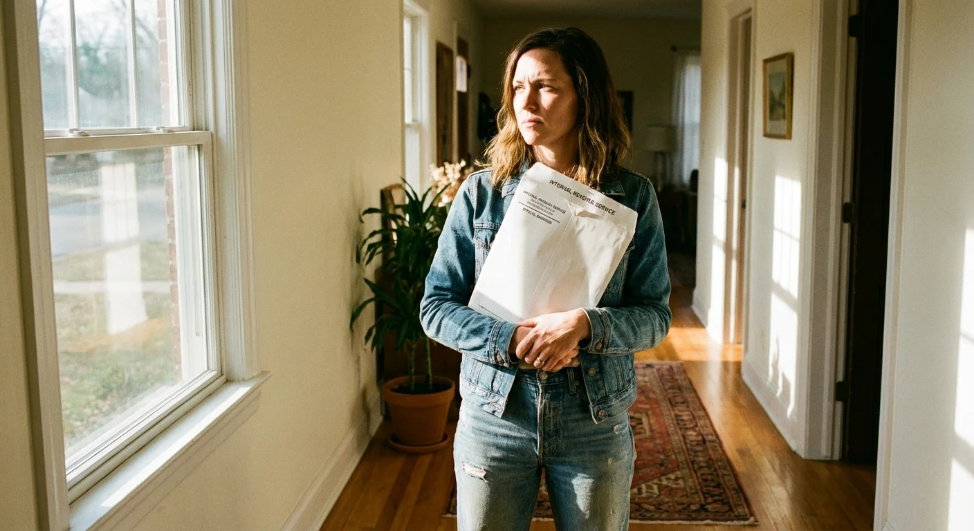 A person having a video call on a tablet in a warm, book-filled room.