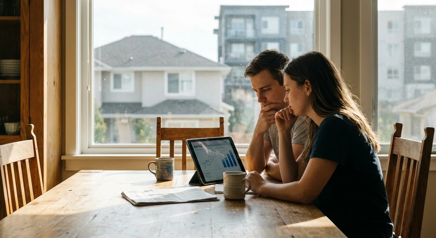 A person organizing household supplies in a bright, tidy pantry.