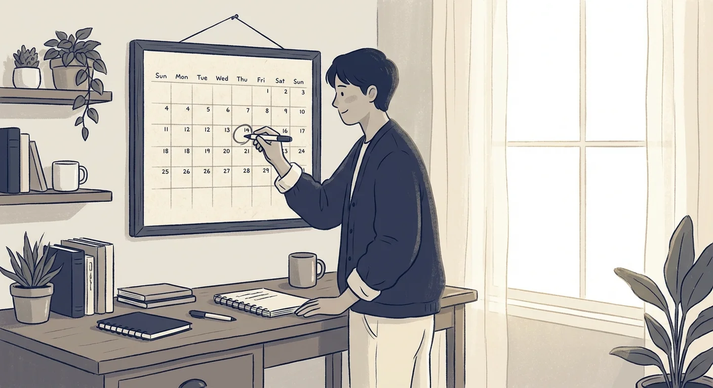 A person proactively marking an enrollment date on a calendar to avoid penalties.