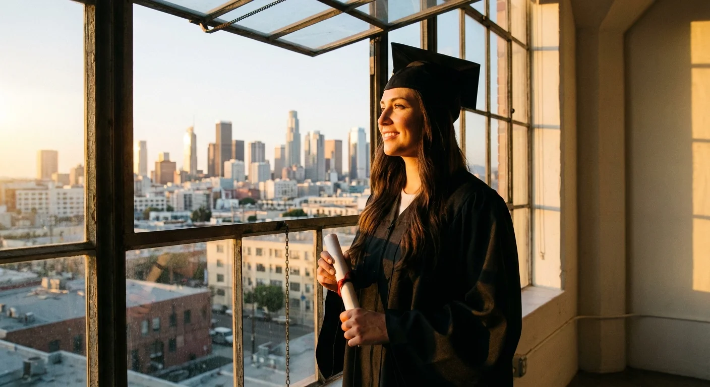 A person reviewing a financial growth chart on a tablet in a sunlit, modern living room.