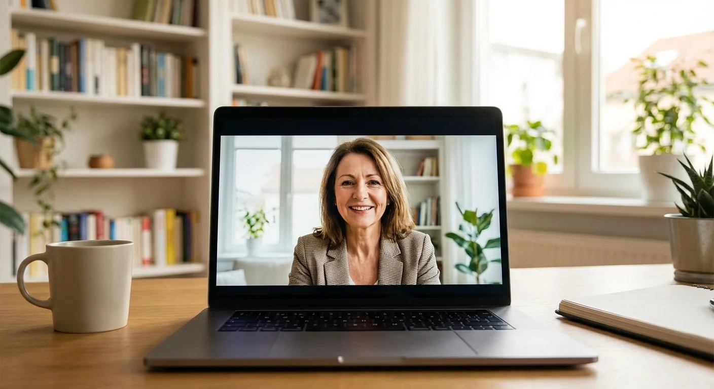 A professional financial advisor providing guidance through a laptop screen.