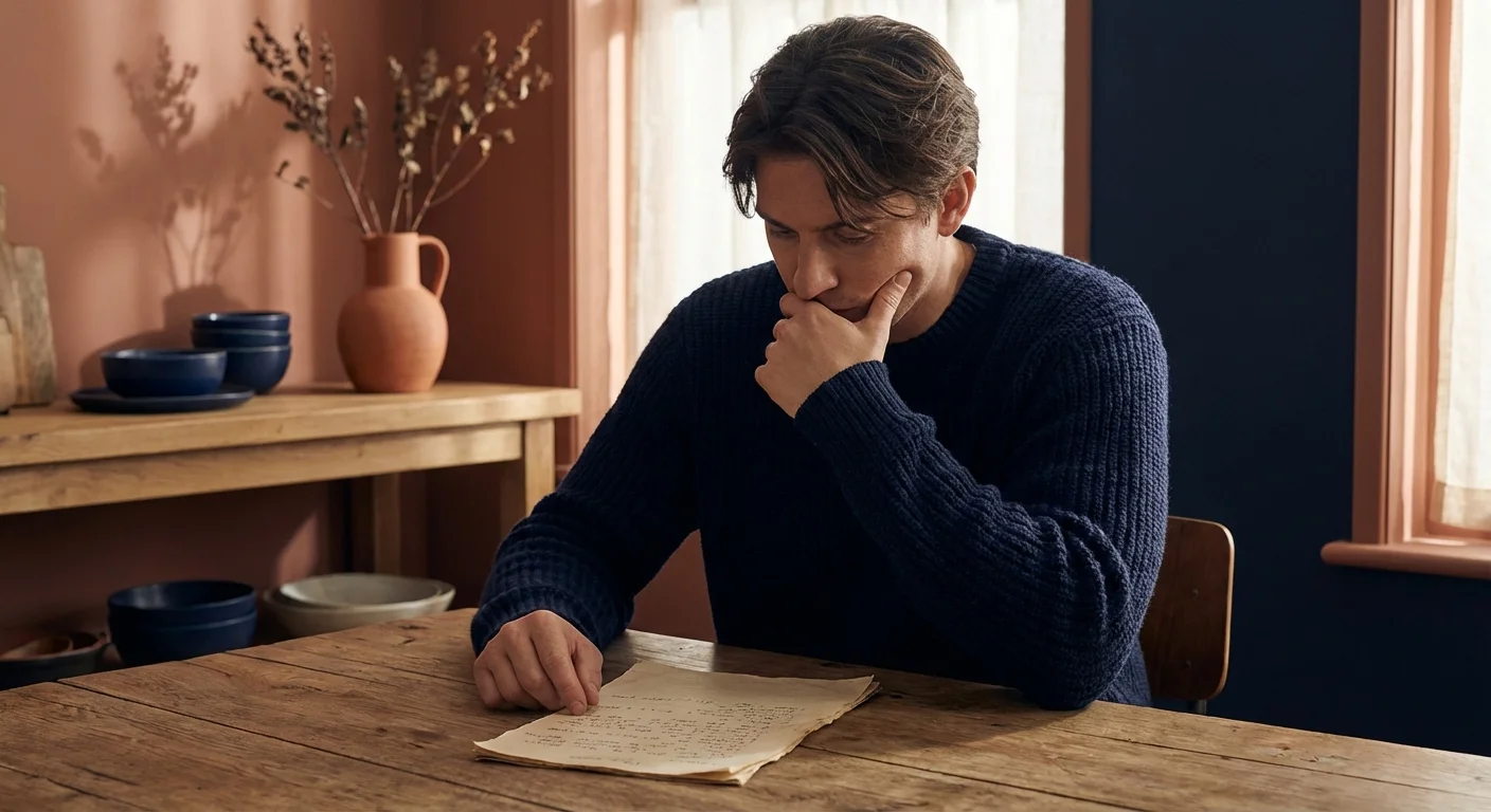 A small stack of cash next to a handwritten goal note on a wooden counter.