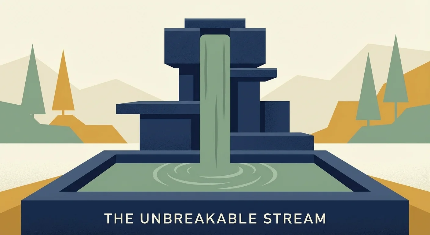 A stone fountain with a steady stream of water, symbolizing guaranteed income like Social Security.