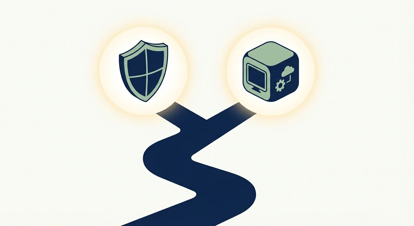 A stylized path splitting into two directions, representing the choice between Original Medicare and Advantage.