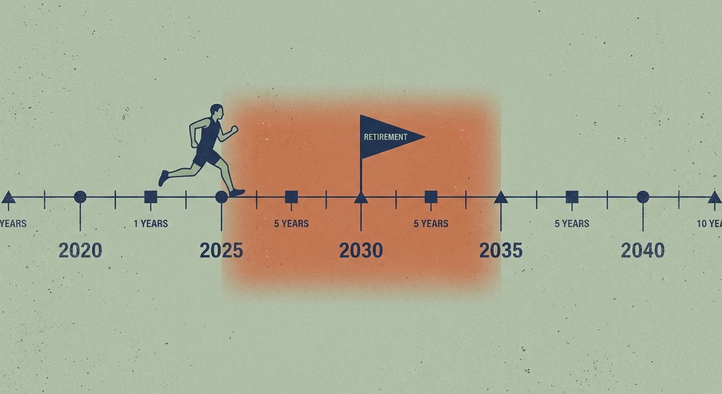 A timeline illustration highlighting the critical 'Red Zone' years surrounding a retirement date.