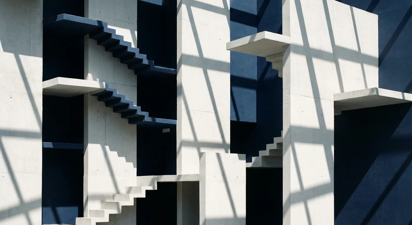 Abstract minimalist staircase representing financial complexity.