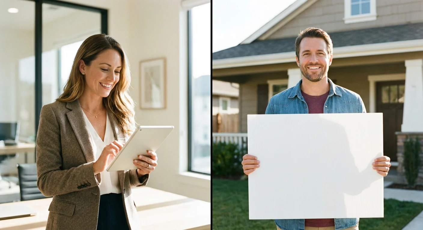A side-by-side comparison of a professional real estate agent and a DIY seller.