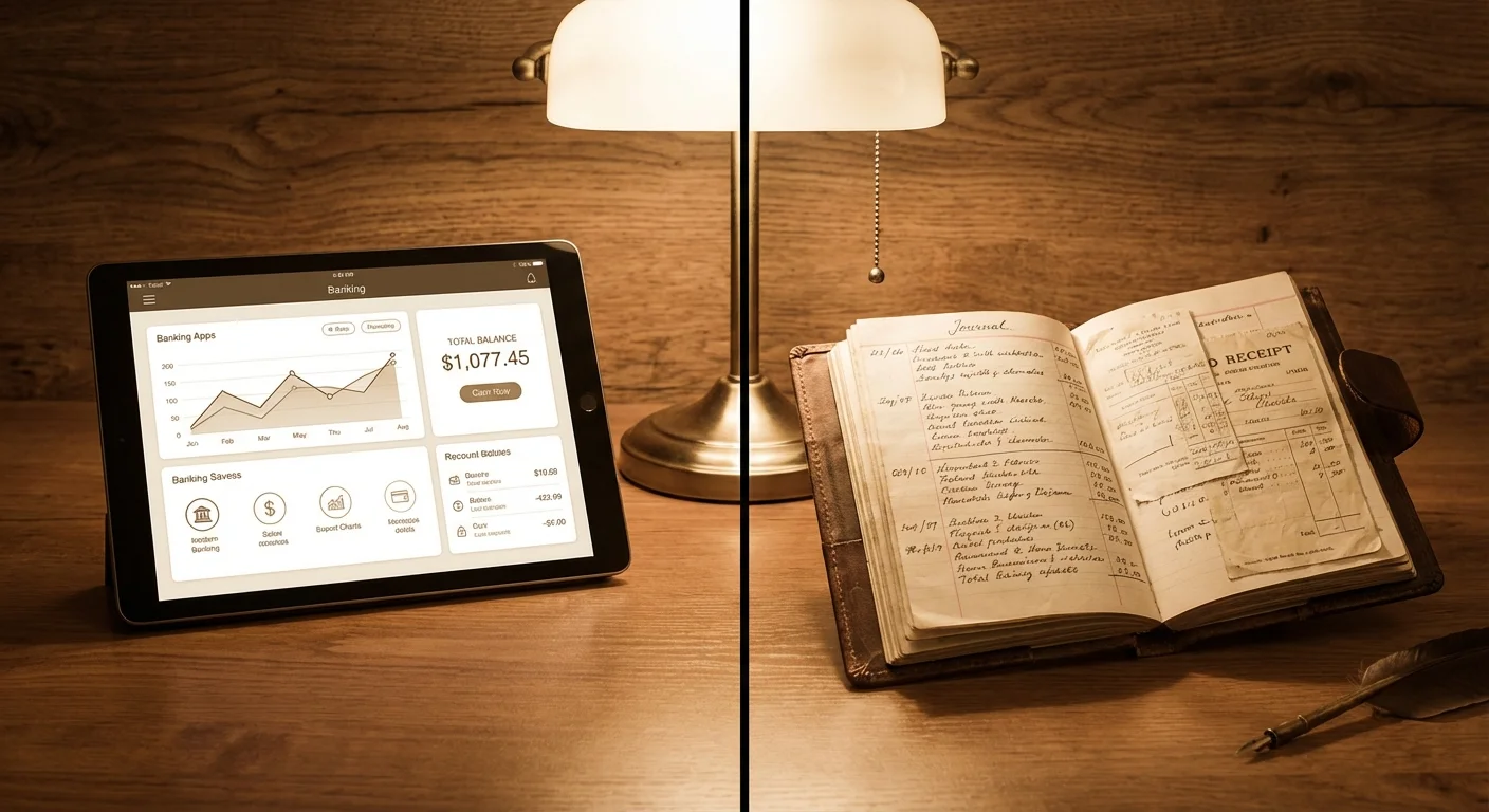 An elegant flat-lay of a checklist and glasses on a marble table.