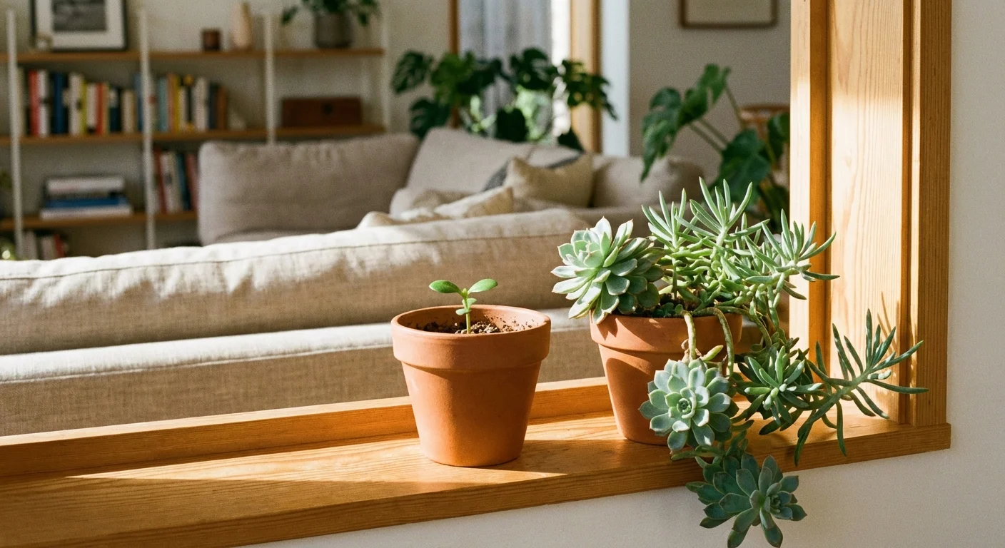 An older parent and adult child discussing documents together on a patio.