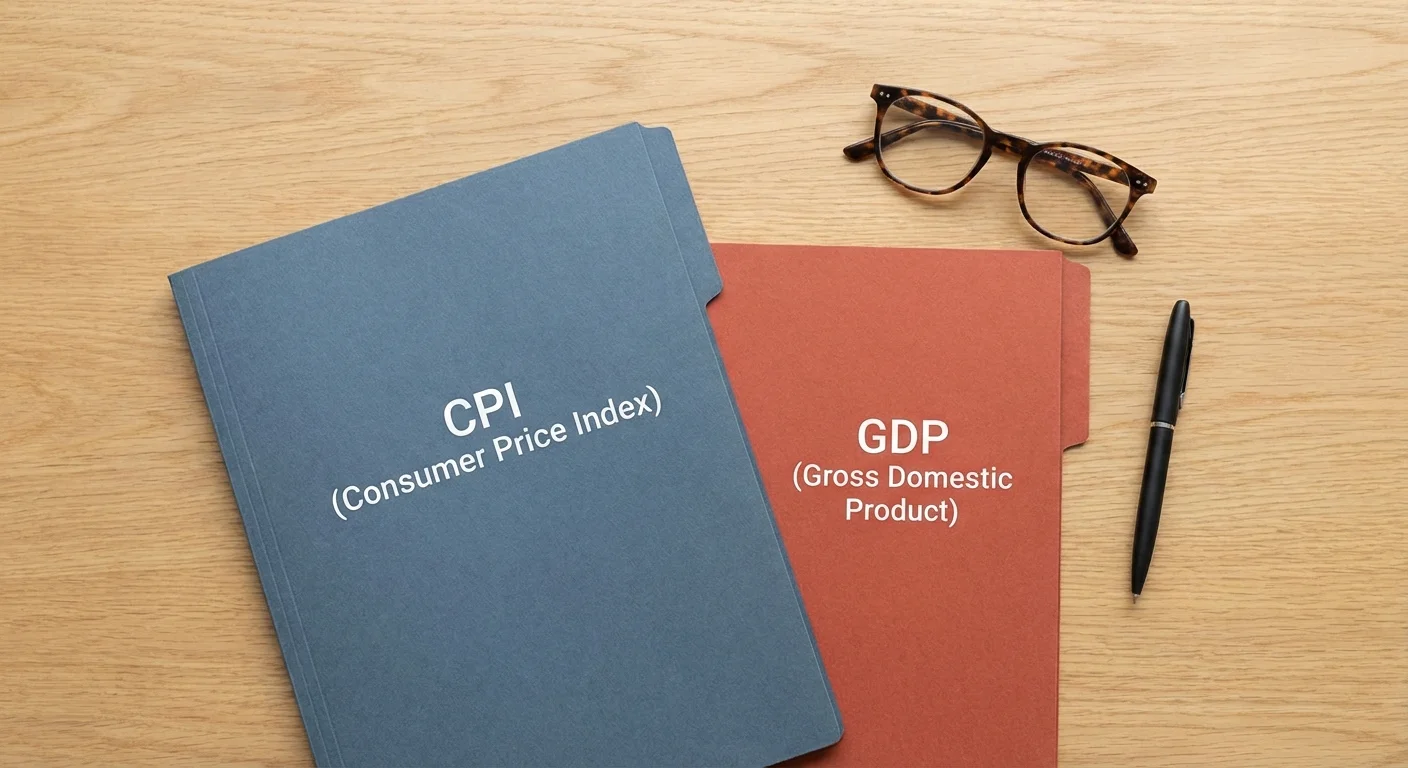 An overhead view of two folders and glasses on a desk, representing a comparison of data.