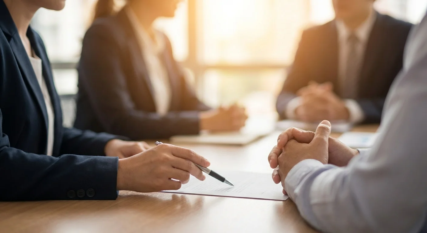 Two people having a professional consultation over financial documents.