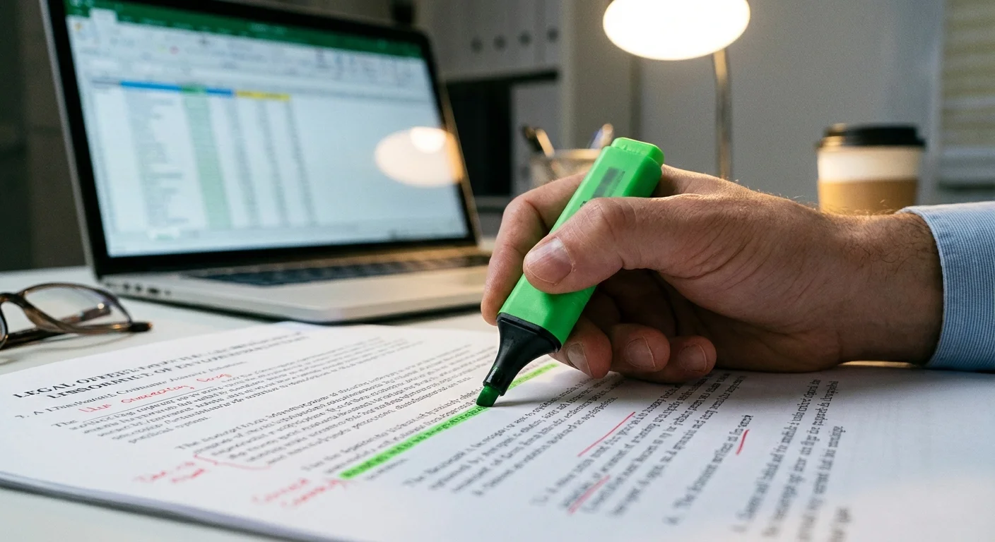 Close-up of a person highlighting details on a financial statement.