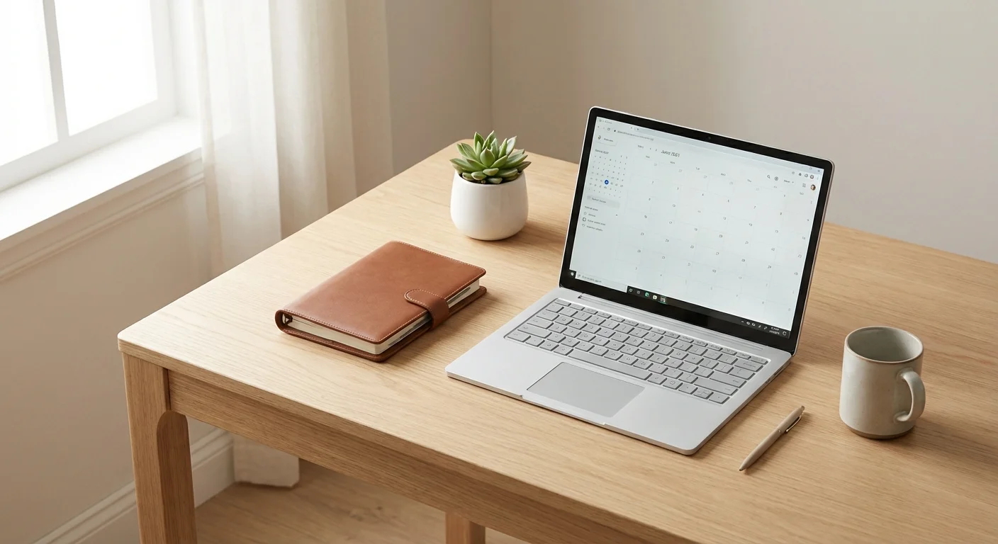 Close-up of a student's hands signing a document on a clean wooden desk.