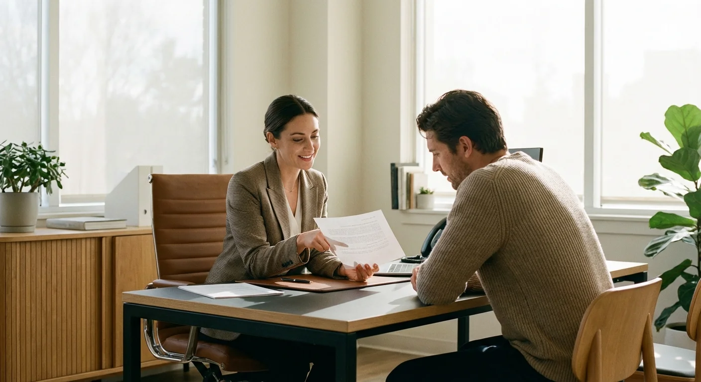 A person meeting with a professional advisor in a bright office.