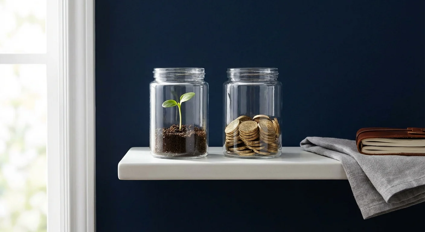 Two glass jars symbolizing different savings growth options.
