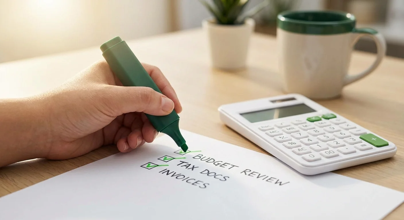 A close-up of a person carefully checking a list with a highlighter.