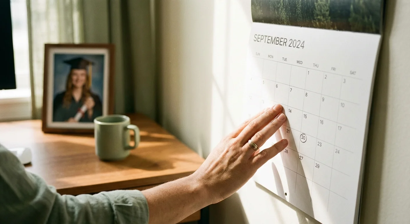 A close-up of a hand on a calendar, symbolizing long-term financial planning.