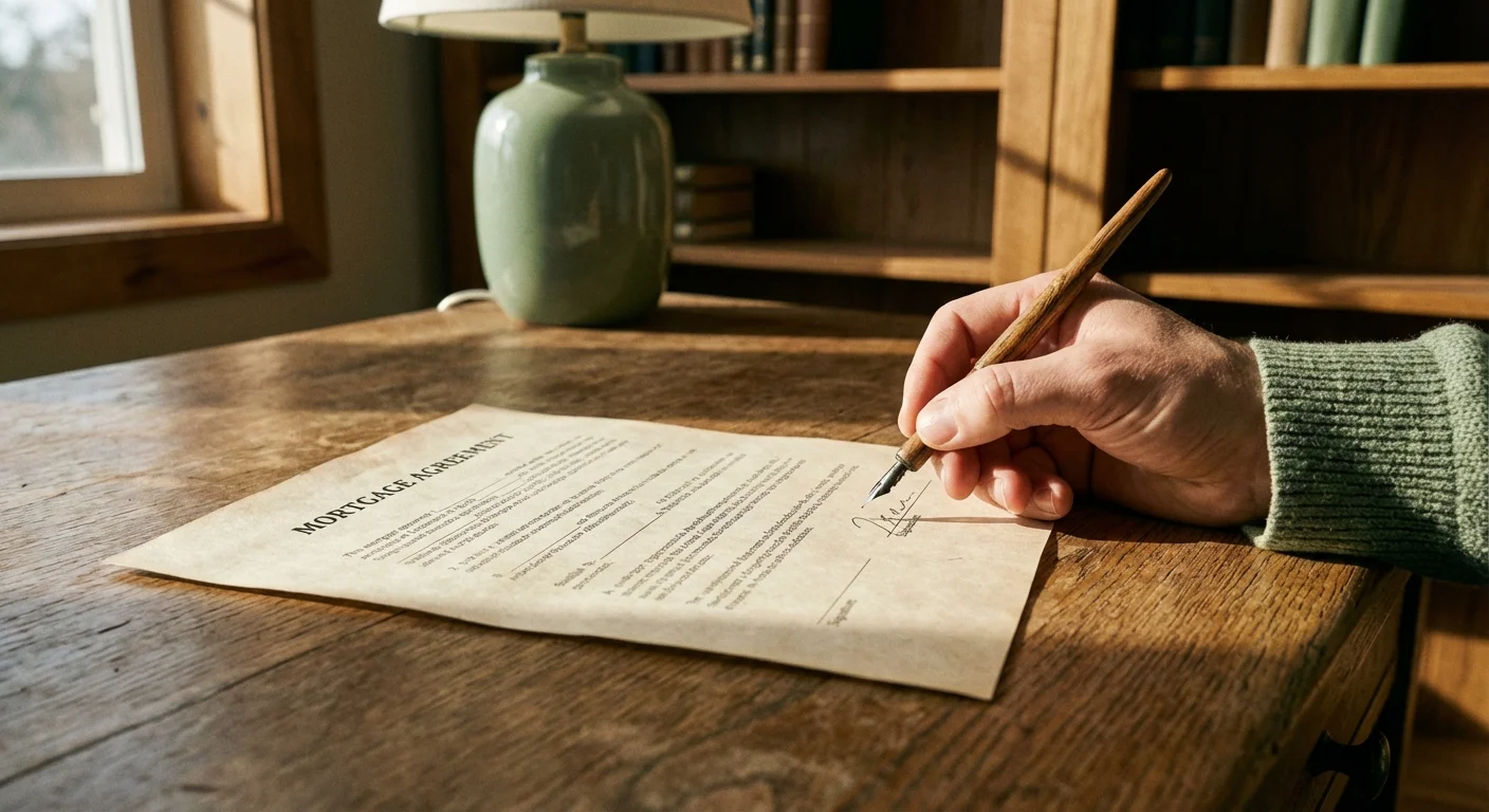 A close-up of a hand with a pen over a legal document.
