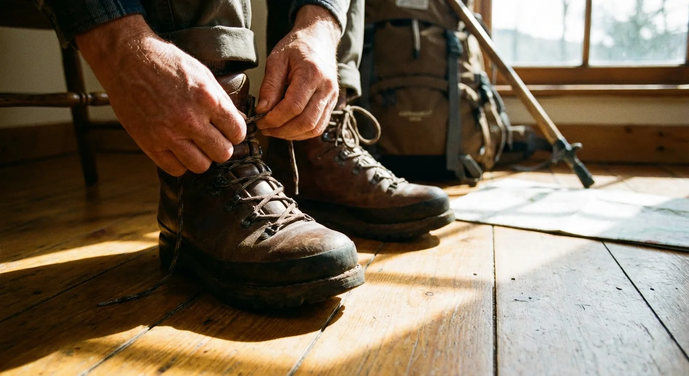 Hands lacing up boots, symbolizing taking the first step.