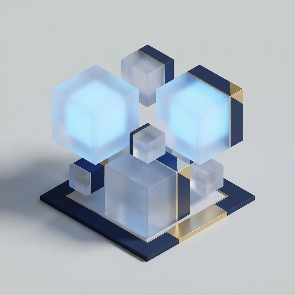 Isometric 3D blocks of different sizes representing market capitalization levels.