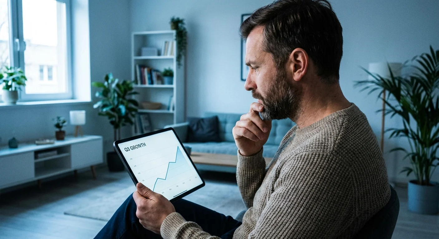 A man reviewing financial data on a tablet, representing the credit inquiry process.