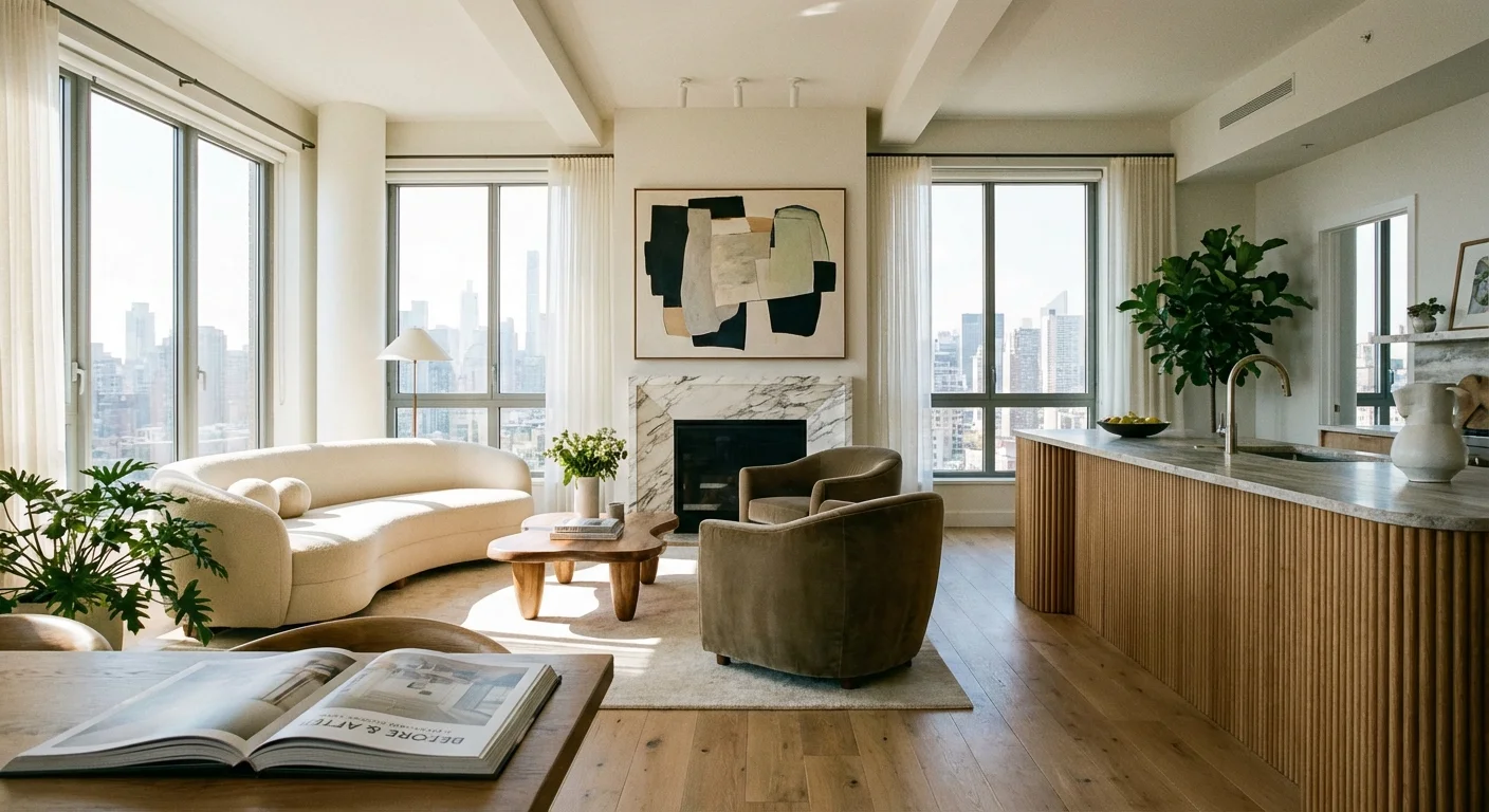 A beautifully renovated modern apartment interior with bright natural light.