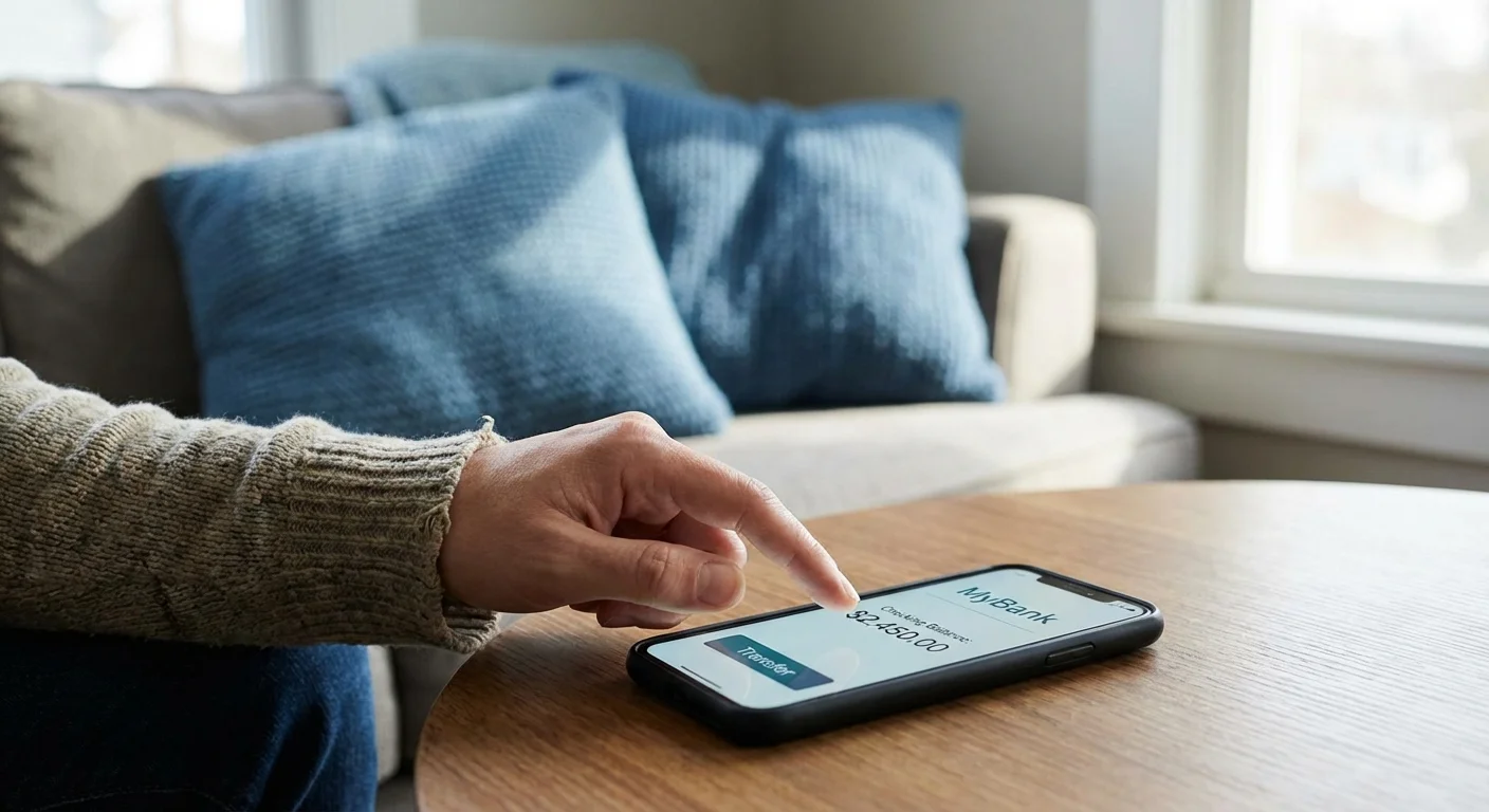 A hand interacting with a mobile finance app, illustrating the simple mechanics of regular investing.