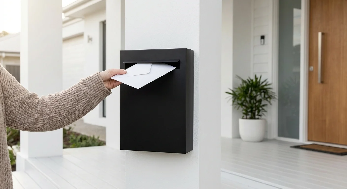 A hand retrieving mail from a modern mailbox, symbolizing steady income streams.