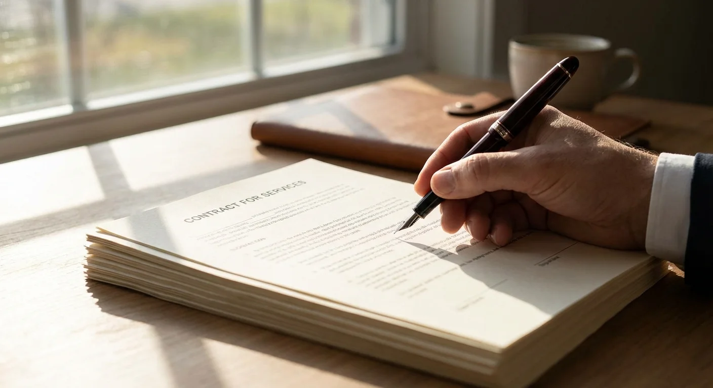 A close-up of hands signing real estate disclosure documents.