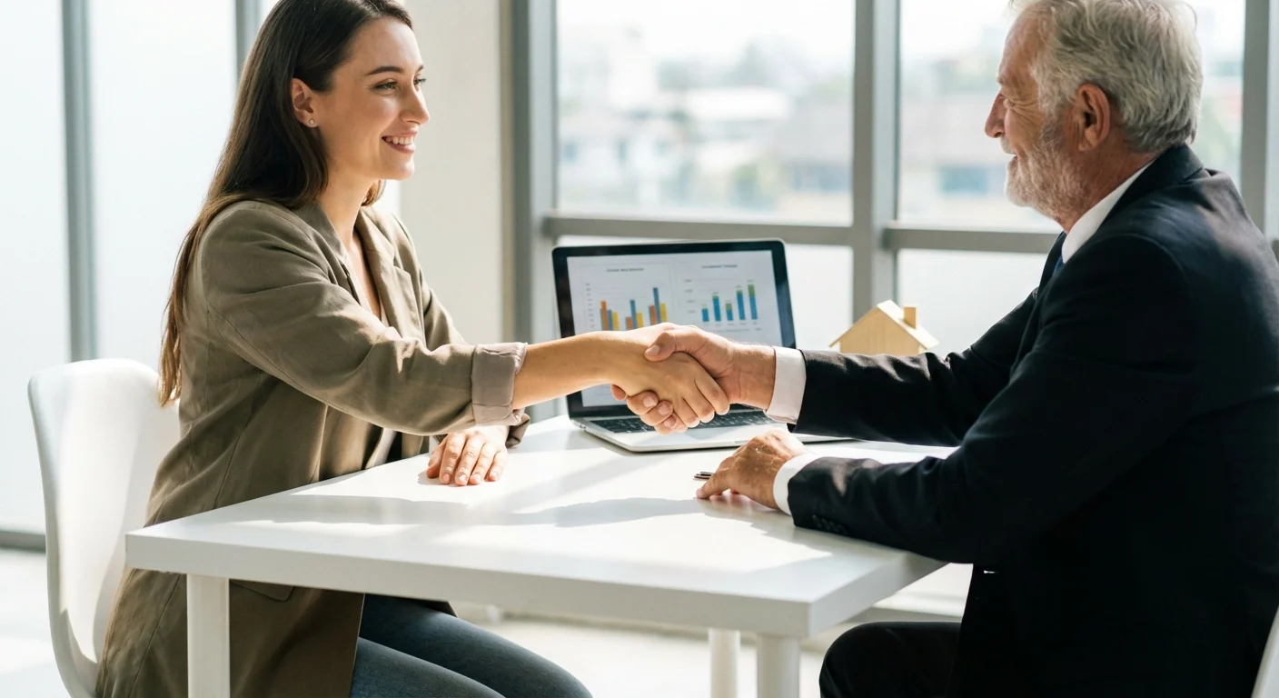 A homeowner shaking hands with a professional consultant.