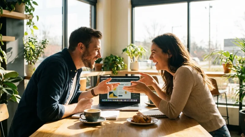 A person viewing a glowing 3D investment chart in a cozy, modern living room.