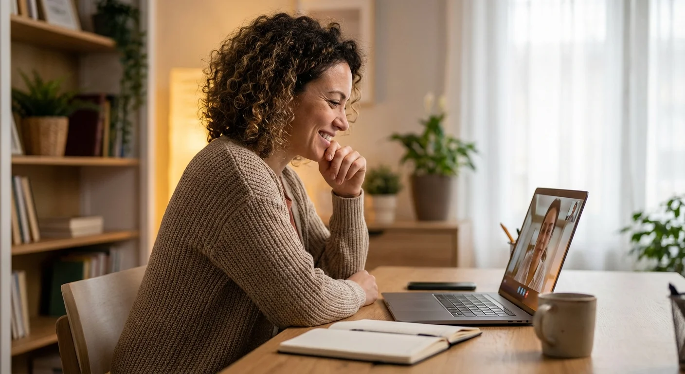 A person engaged in a professional financial consultation via a video call.