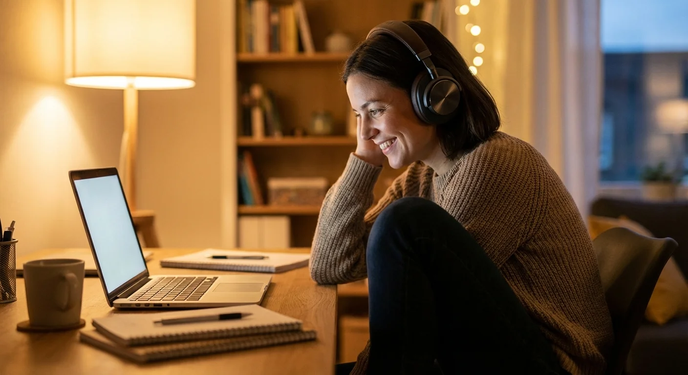 A professional smiling during a video call, representing a consultation with a financial expert.