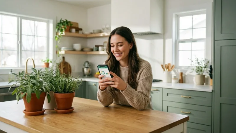 A relaxed couple in their 40s enjoying a mountain view from a deck, symbolizing early retirement freedom.