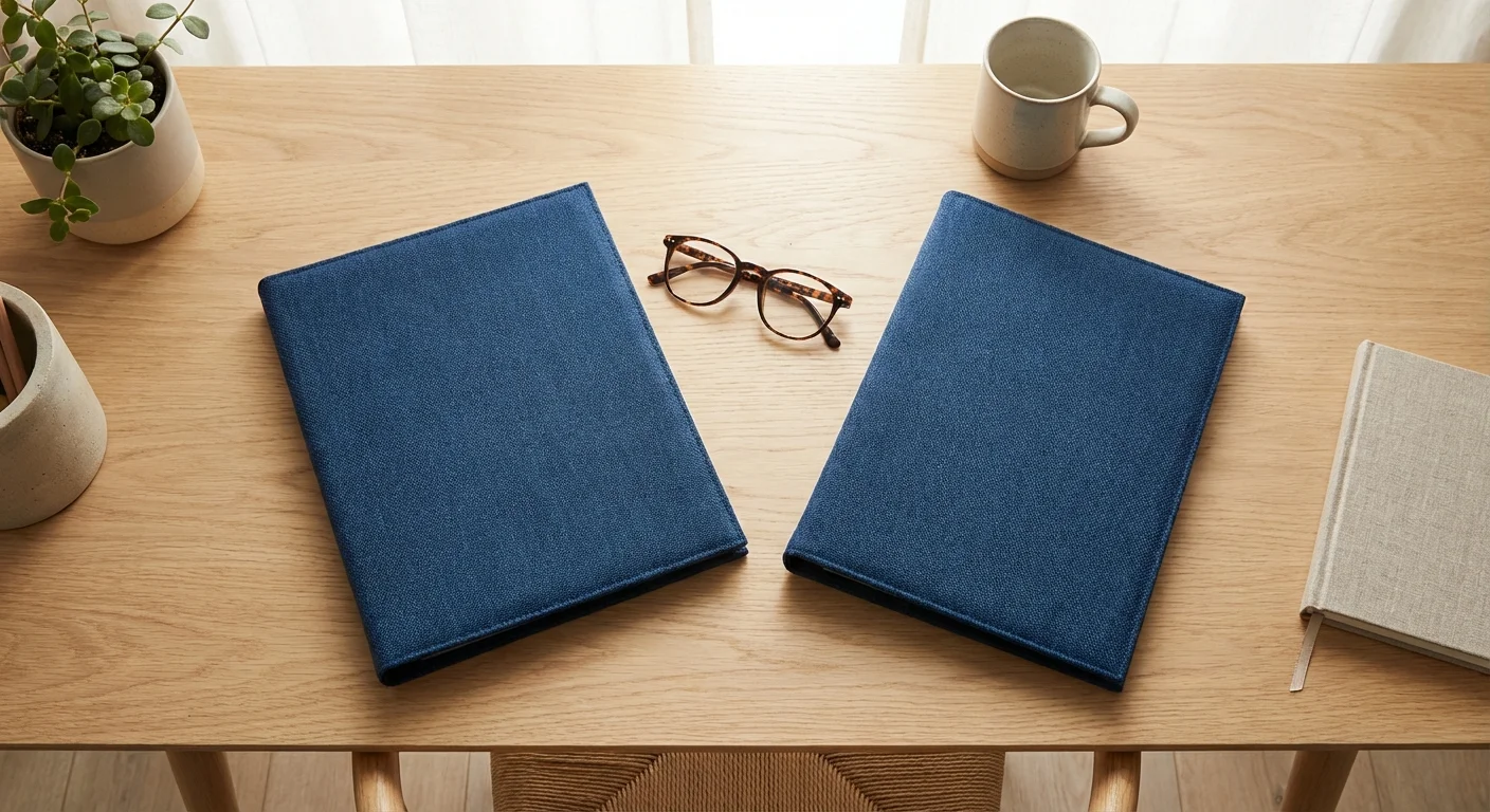 Two folders on a desk representing the comparison between SSDI and SSI.