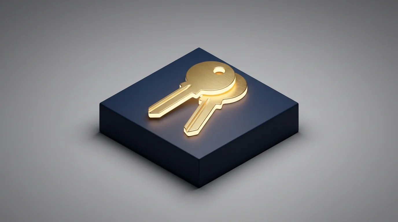 Two golden keys on a pedestal, representing the two required features for a Mega Backdoor Roth.