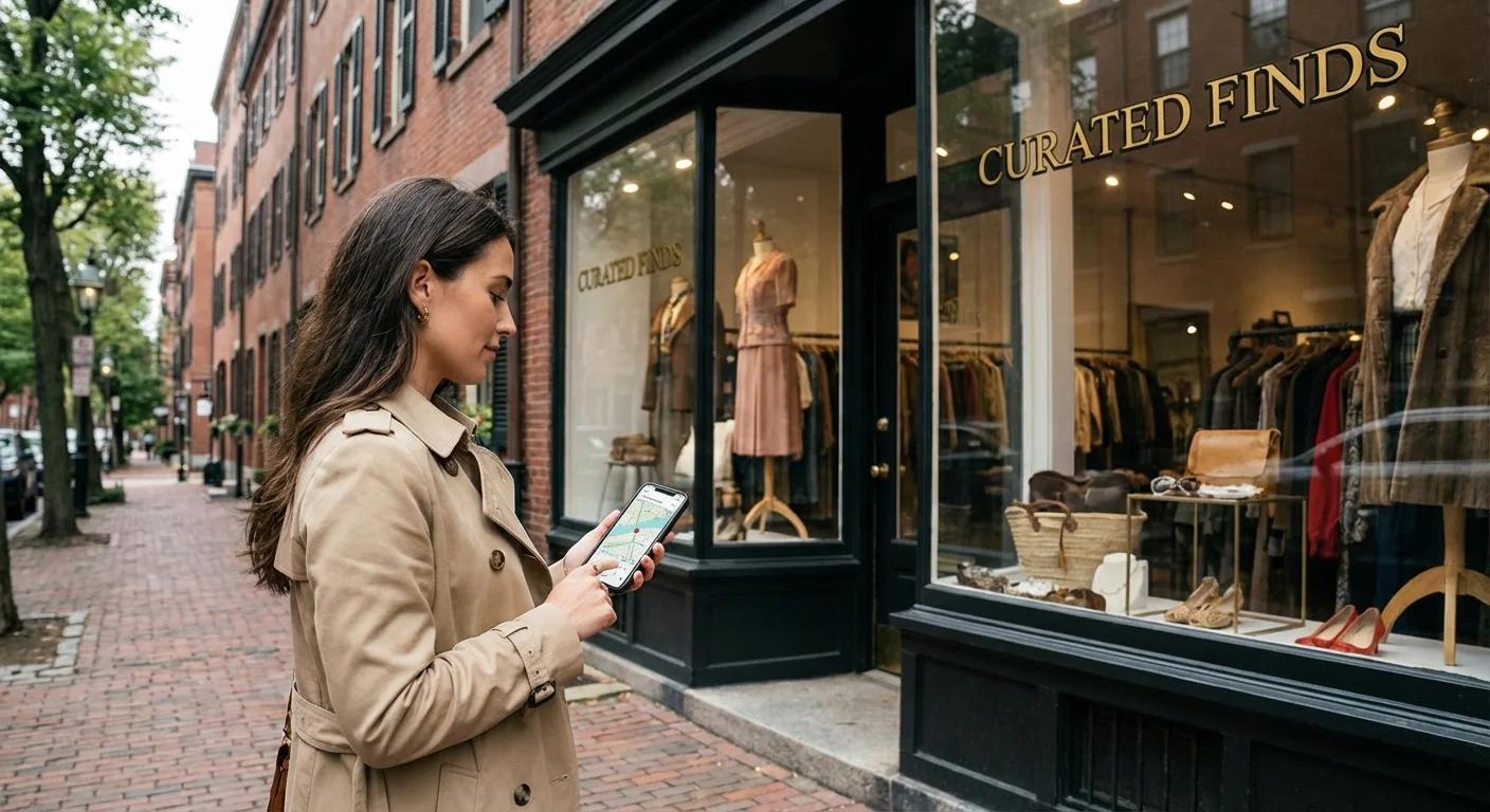 A person planning their thrift store route in a high-end neighborhood.