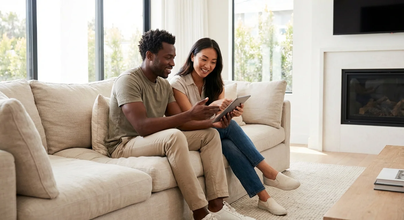 Two people having a serious, friendly conversation in a living room, representing mentorship.