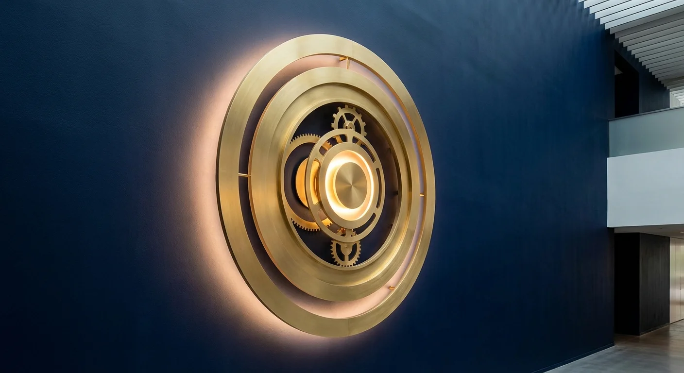 An elegant 3D golden dial representing the Federal Reserve's influence.