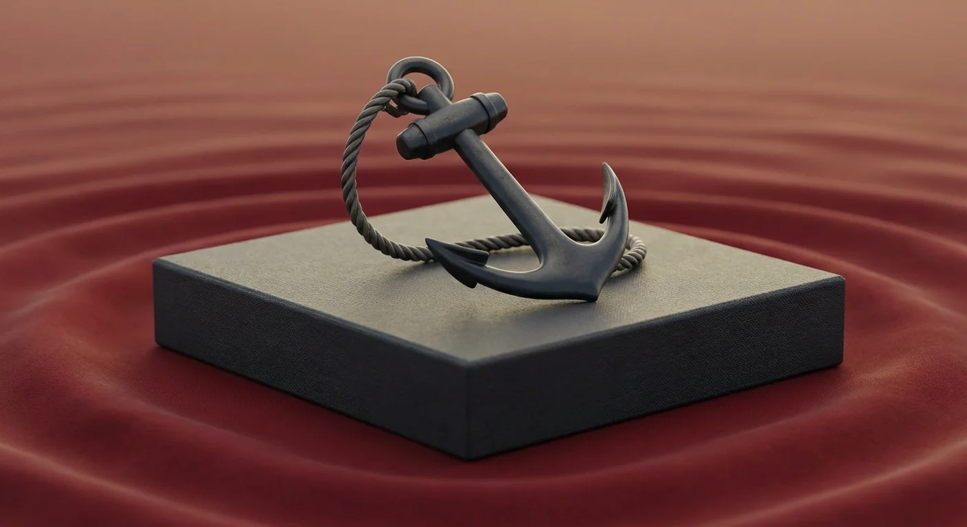 A 3D anchor securing a box, representing stability in a bear market.